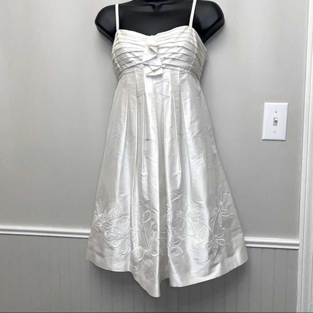 BCBGMaxAzria Silk Spaghetti Strap Babydoll Dress.